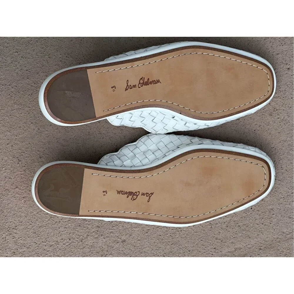 Sam Edelman Katy White Woven Leather Slide Mules Shoes Size 8.5 - Picture 2 of 5